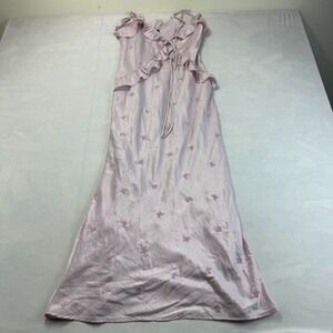 Wild Fable Midi Dress Womens XXS Pink Lined Embroidered Butterfly Ruffle Detail